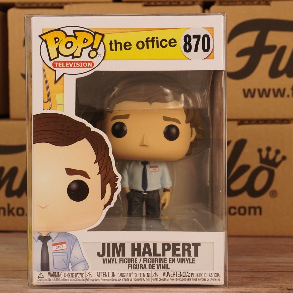 Funko Pop The Office Jim Halpert #870 Dave Name Tag Vinyl Figure w/ Protector